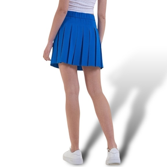 Vintage HEAD Solid ROYAL BLUE pleated mini skirt Medium BALLETCORE Barbicore - Picture 11 of 16